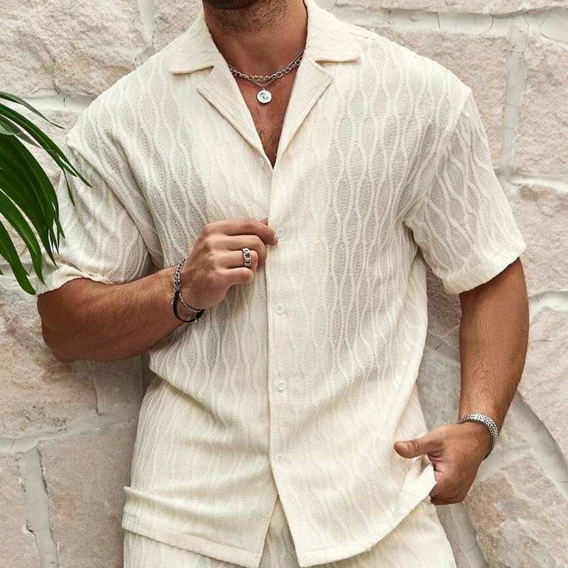 An amazing looking male heat-free buttoned shorts sleeves