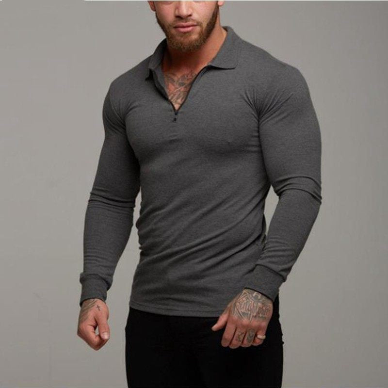 Fitting T Shirt Men Longsleeve Polo Shirt for Men